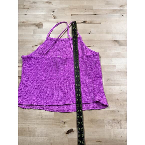 NWOT A New Day Purple Crinkle Smocked Elastic Halter Cropped Tank Top Size 2XL - Picture 6 of 8